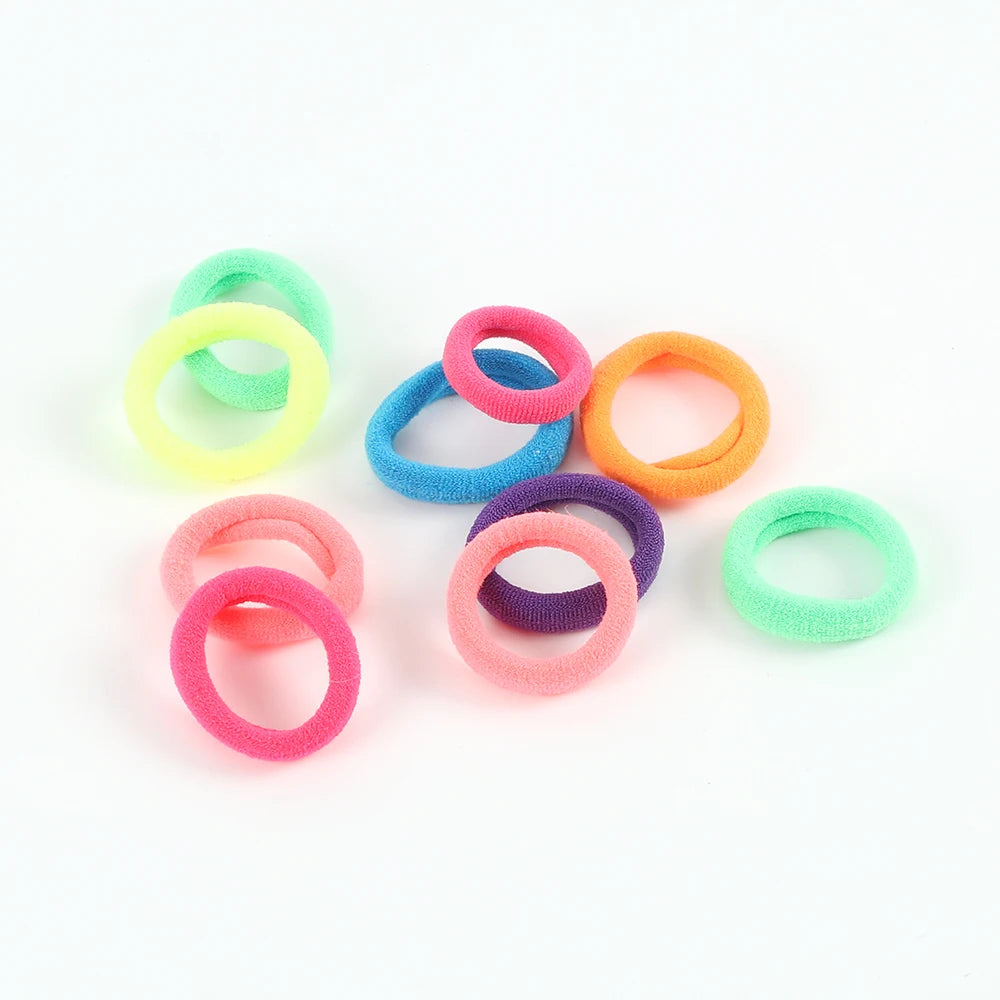 100pcs/Set Girls Colorful Nylon Hair Bands Children Ponytail Holder Scrunchie Small Elastic Headband Cute Kids Hair Accessories