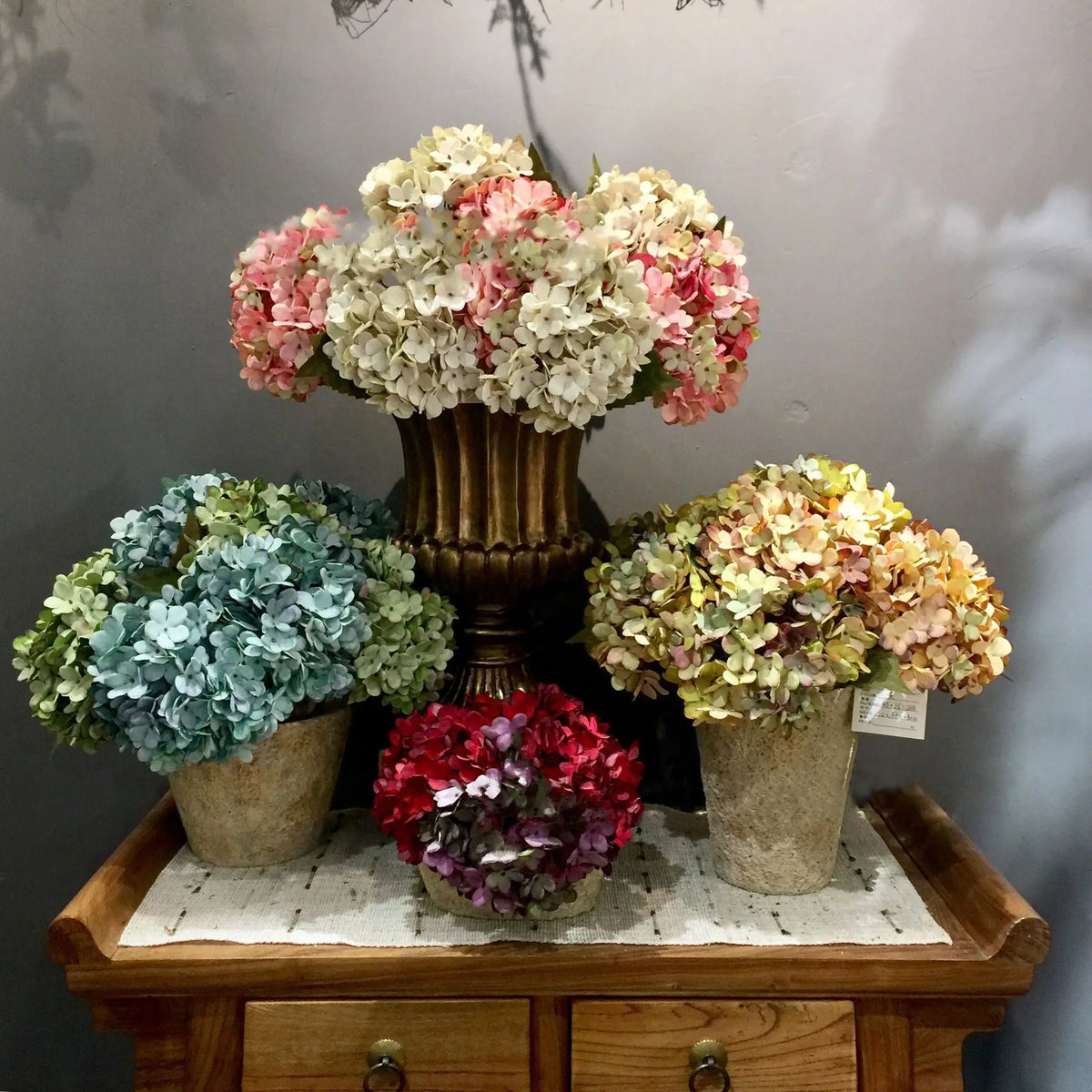 Retro Autumn Hydrangea Bouquet Artificial Flowers Room Home Decoration DIY Wedding Floral Arrangement Party Supplies Photo Props