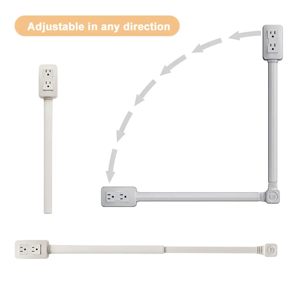 Power Socket Expander 2 Sockets 180° Rotation Stretchable Electrical Outlet Extender Power Socket Sofa Bedside Table Expander