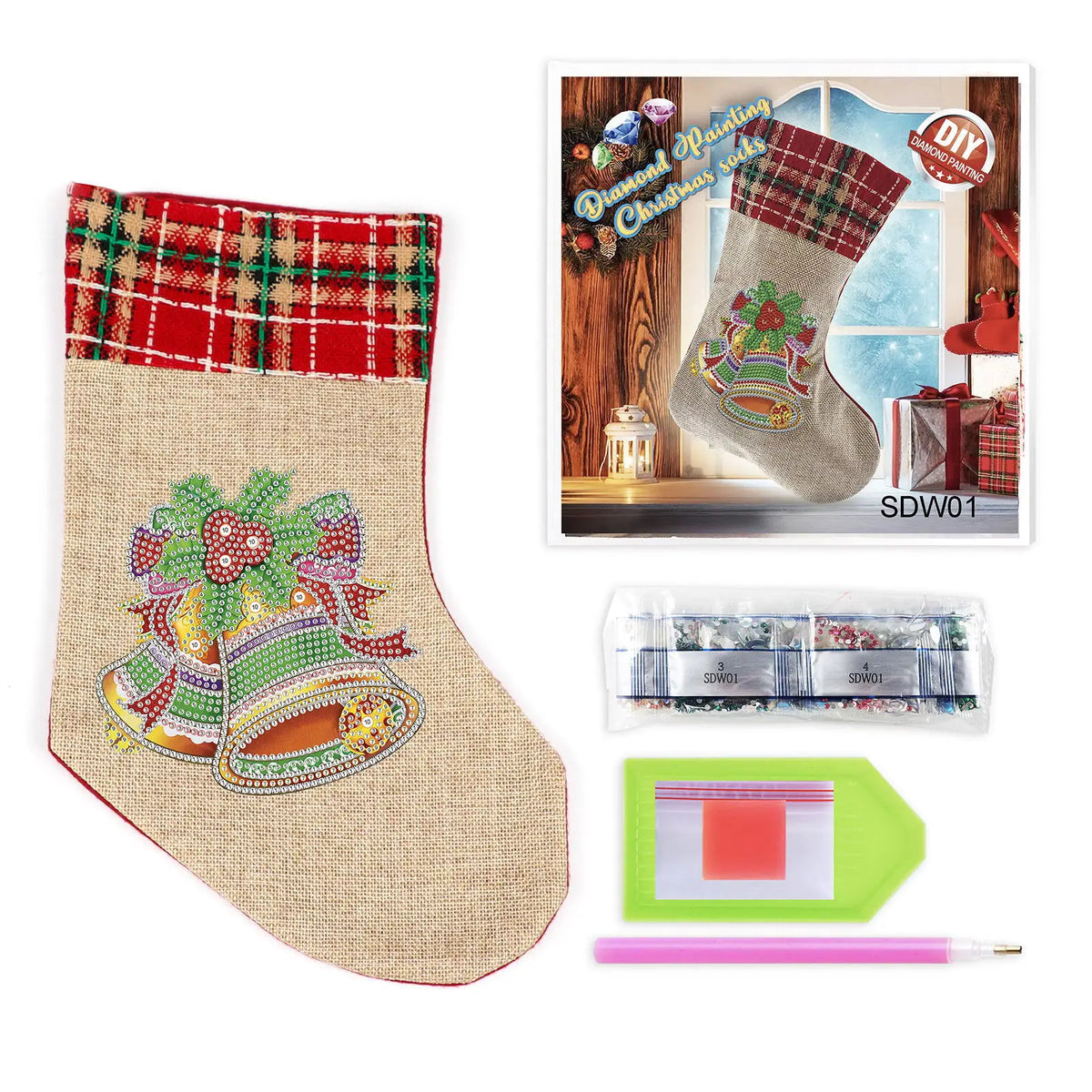 Diamond Painting DIY Christmas Stockings Handiwork Sticking Drills Christmas Candy Bags Gift