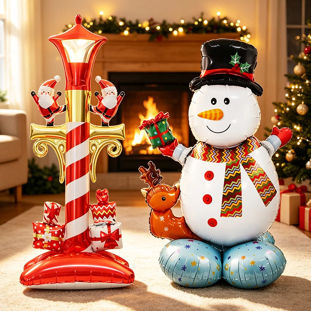 Christmas Indoor Decor Hormel Party Balloon Large Standing Street Light Santa Claus Snowman Balloon Xmas Christmas Balloon