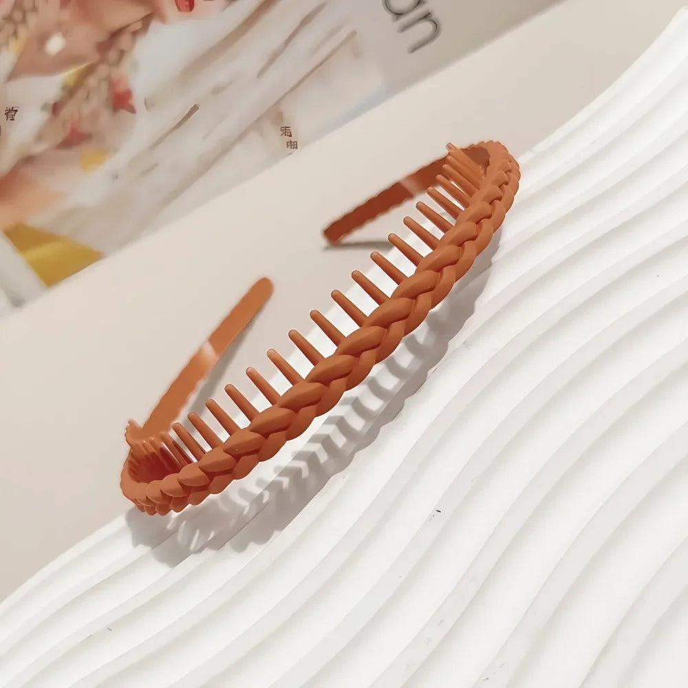 Fashion Plastic Twist Cross Headband for Women Girls with Teeth Non-slip Flexible Hoop Wash Face Hair Styling Accessories New