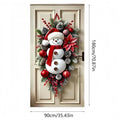 Winter Snowman Christmas Wreath Door Decoration Hanging Door Banner Winter Cute Outdoor Snowman Backdrop Christ