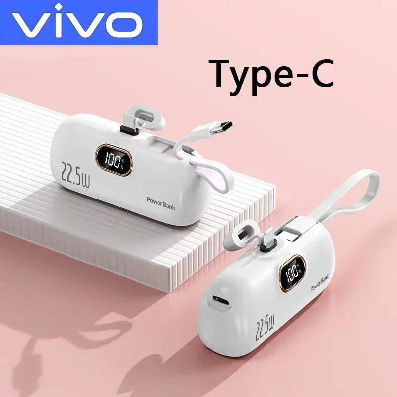VIVO 500000mAh Mini Power Bank Fast Charging Portable Charger 22.5W Lighting Type-c for iPhone Huawei Emergency External Battery