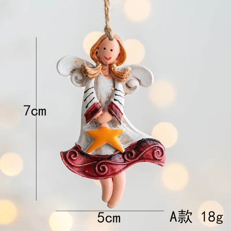 Merry Christmas Resin Christmas Santa/angel/Snowman Pendant Christmas Tree Decoration Xmas Ornaments 2023 Navidad New Year Decor
