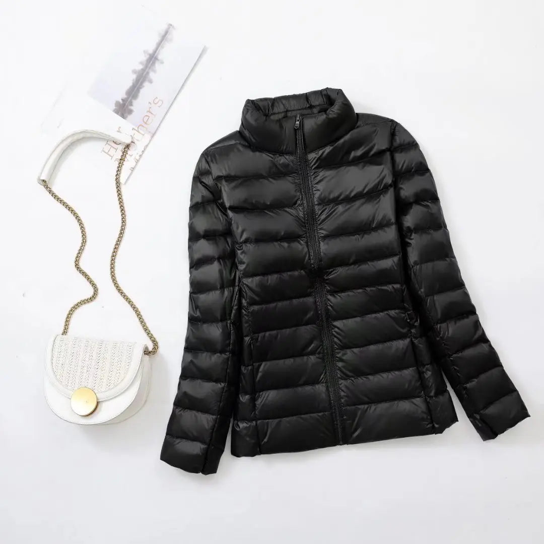 Autumn and Winter Women's 2025 New Lightweight Down Jacket Women's Vertical Collar Outdoor Windproof Warm Down Jacket Coat