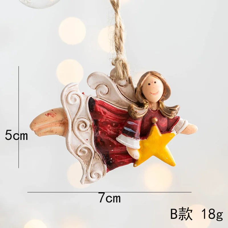 Merry Christmas Resin Christmas Santa/angel/Snowman Pendant Christmas Tree Decoration Xmas Ornaments 2023 Navidad New Year Decor