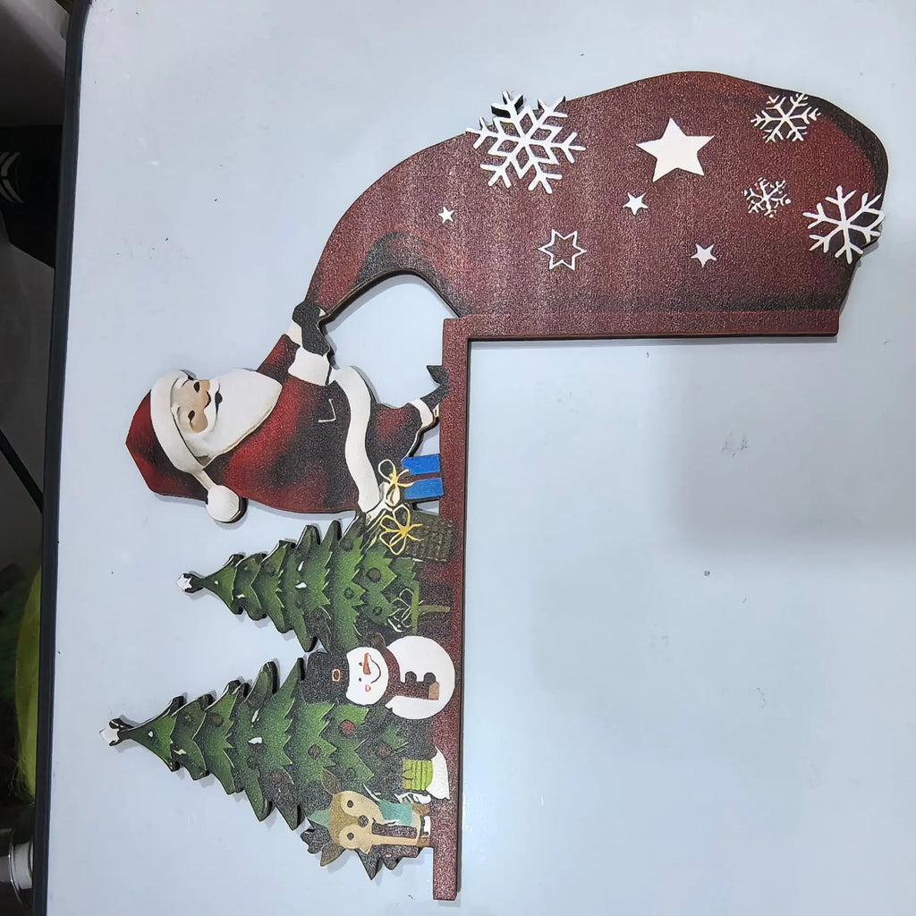 1 Piece of Antique Wooden Christmas Door Corner Decoration Merry Christmas Decor for Home Navidad Xmas Ornament New Year