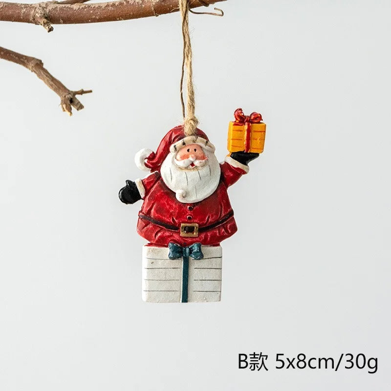 Merry Christmas Resin Christmas Santa/angel/Snowman Pendant Christmas Tree Decoration Xmas Ornaments 2023 Navidad New Year Decor
