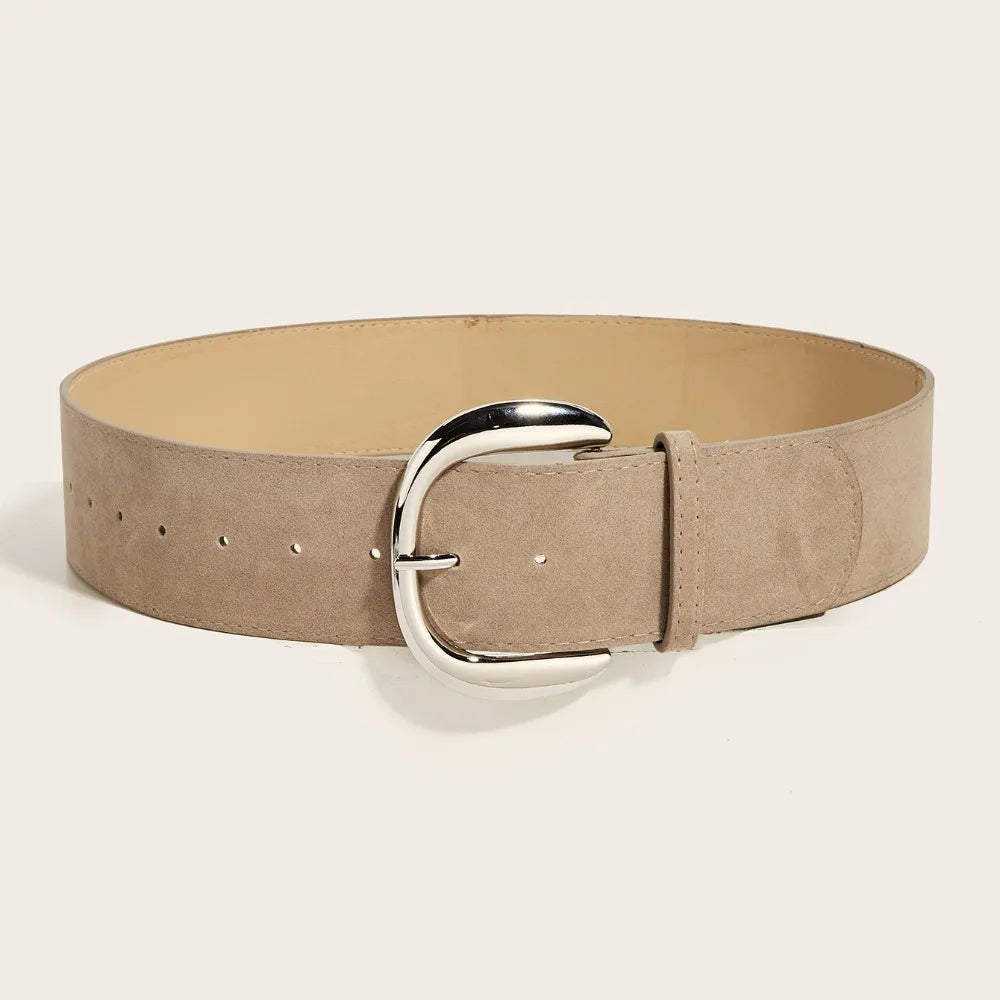 Maillard Styles Suede Leather Wide Belt Luxury Design Trendy Pin Buckle Waistband Versatile Casual Trouser Dress Belts Gifts