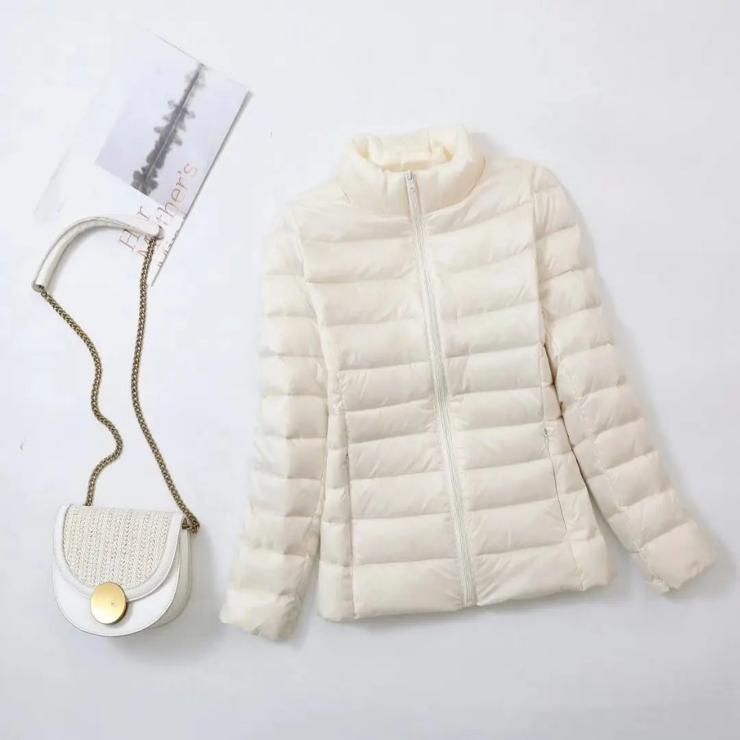 Autumn and Winter Women's 2025 New Lightweight Down Jacket Women's Vertical Collar Outdoor Windproof Warm Down Jacket Coat