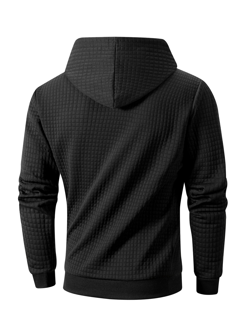 Men's Waffle Pattern Hoodie Autumn/Winter Casual Solid Pullover Warm Sweatshirt Loose Outdoor Sports Hoodie Tops Men's Clothing