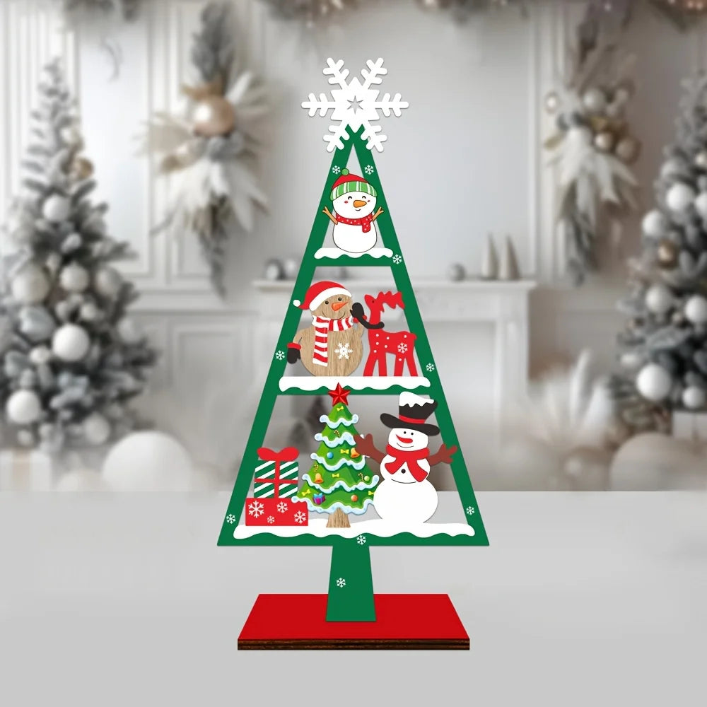 Christmas Ornaments Wooden Christmas Tree Desktop Decoration Party Holiday Atmosphere Arrangement Creative Small Gift