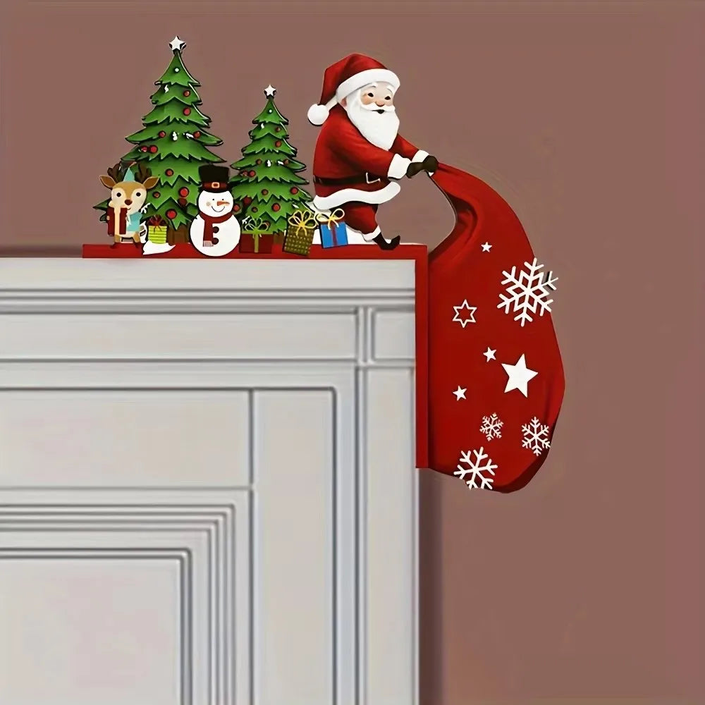 1 Piece of Antique Wooden Christmas Door Corner Decoration Merry Christmas Decor for Home Navidad Xmas Ornament New Year