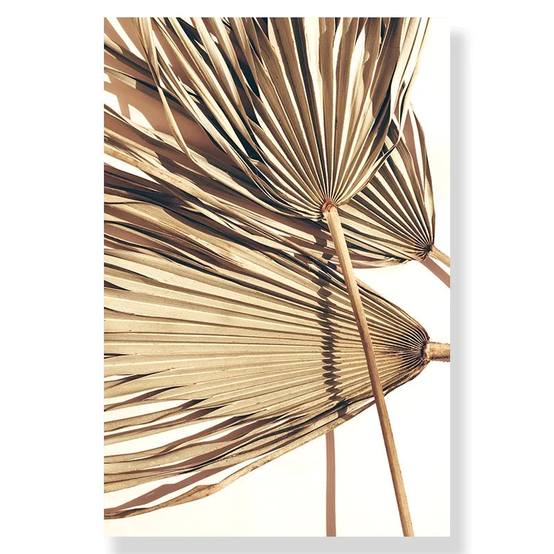 Nordic Modern Art Picture Canvas Painting Wall Art Golden Leaf Beach Scenery Poster and Print for Home Decor Living Room Design