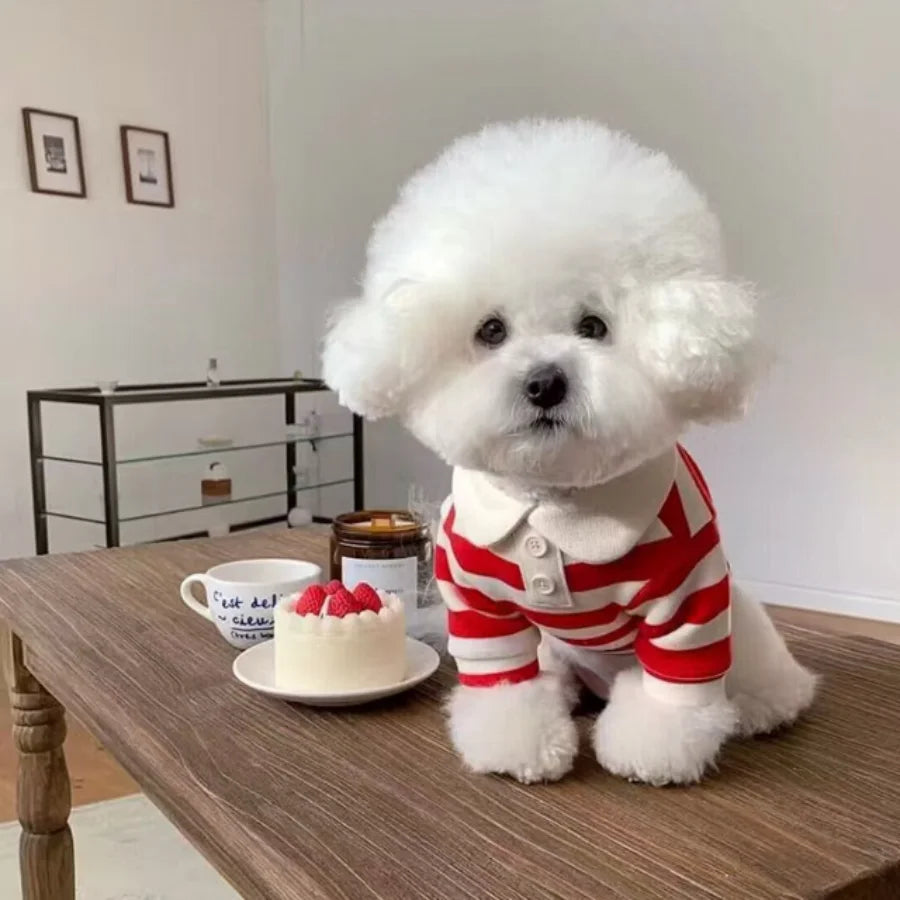 1pc 3Colors Striped Pet Polo Shirt, Soft Breathable  T-Shirt for Small Dogs & Cats, Classic  Block Design, Casual Daily Outfit