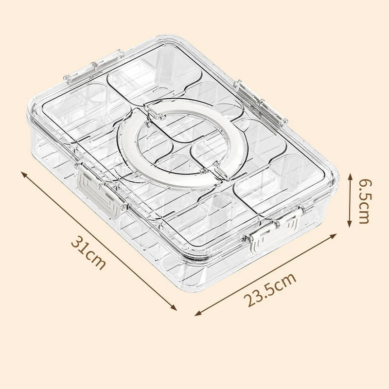 8-Grid Divided Plate with Lid Food Storage Box Snack Box Fruit Storage Container Candy Fruits Nuts Clear Refrigerator Organizer
