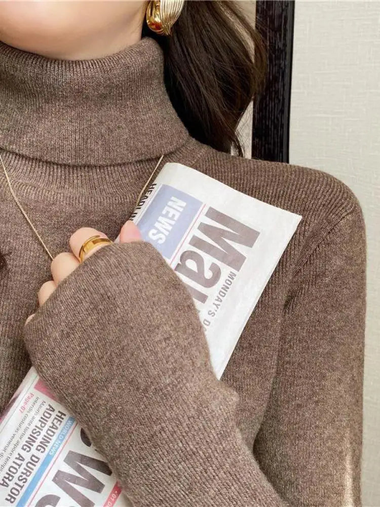 2026 autumn winter Basic Slim soft solid color turtleneck Sweater Pullover Women Casual Long Sleeve chic bottom knitted Jumper