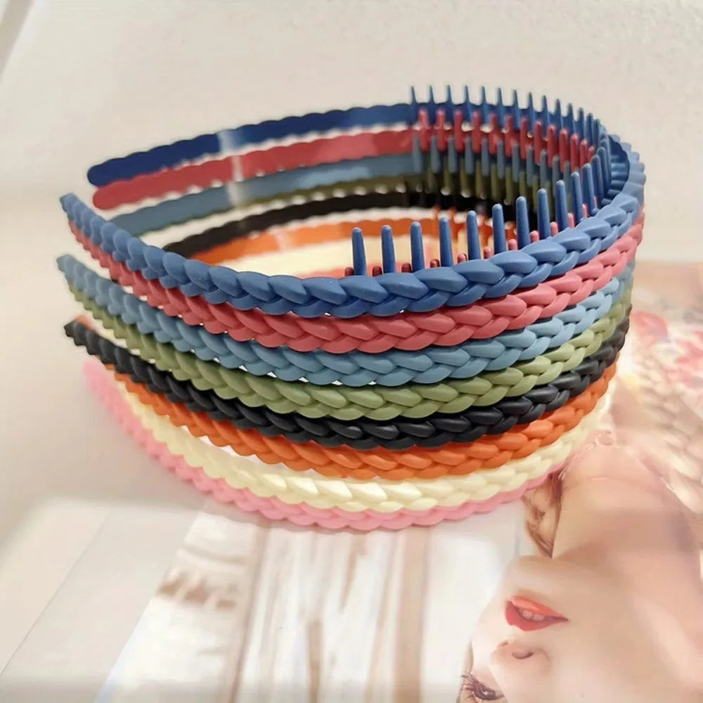 Fashion Plastic Twist Cross Headband for Women Girls with Teeth Non-slip Flexible Hoop Wash Face Hair Styling Accessories New
