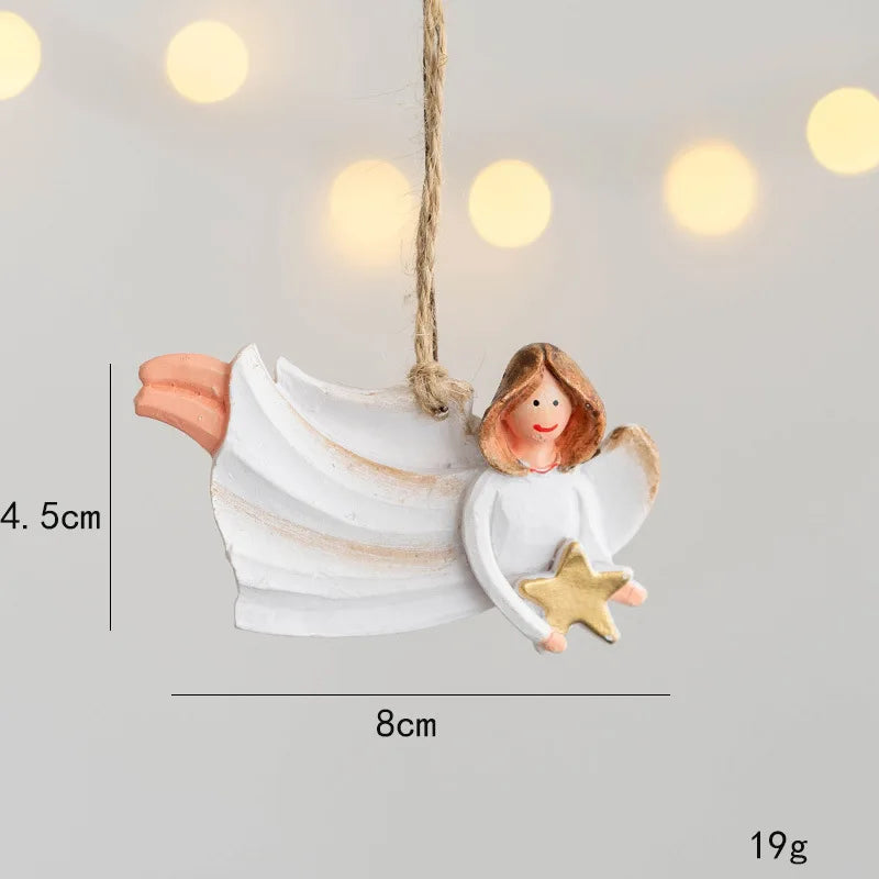 Merry Christmas Resin Christmas Santa/angel/Snowman Pendant Christmas Tree Decoration Xmas Ornaments 2023 Navidad New Year Decor
