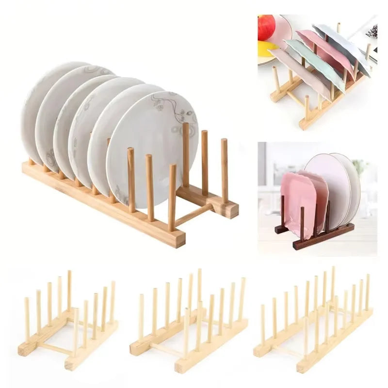 Multi Functional Storage Rack Kitchen Storage Mechanism Tableware Drainage Wooden Tableware Drying Rack Kitchen Accessories