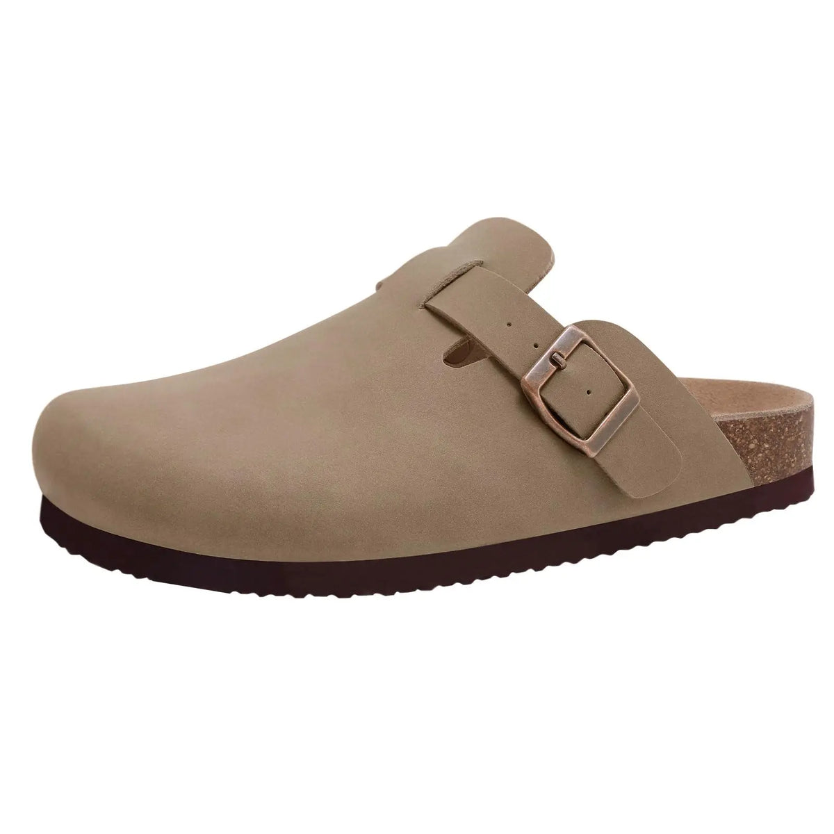 Kidmi Men's Cork Footbed Slide Sandal Slip On Sandals  Women Cork Sandals Nonslip Beach Sandals Female Adjustable Buckle Slides