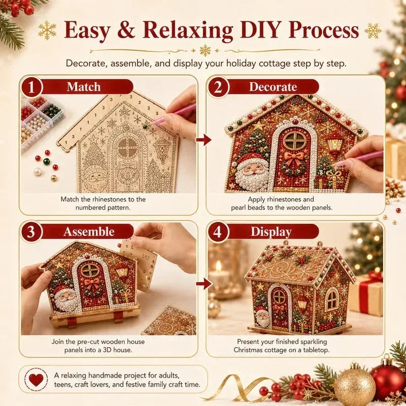 Christmas 3D House Pearl Painting DIY Set Cottage Diamond Painting Set Wooden Art Christmas Tree Ornaments For Home Decora Gifts