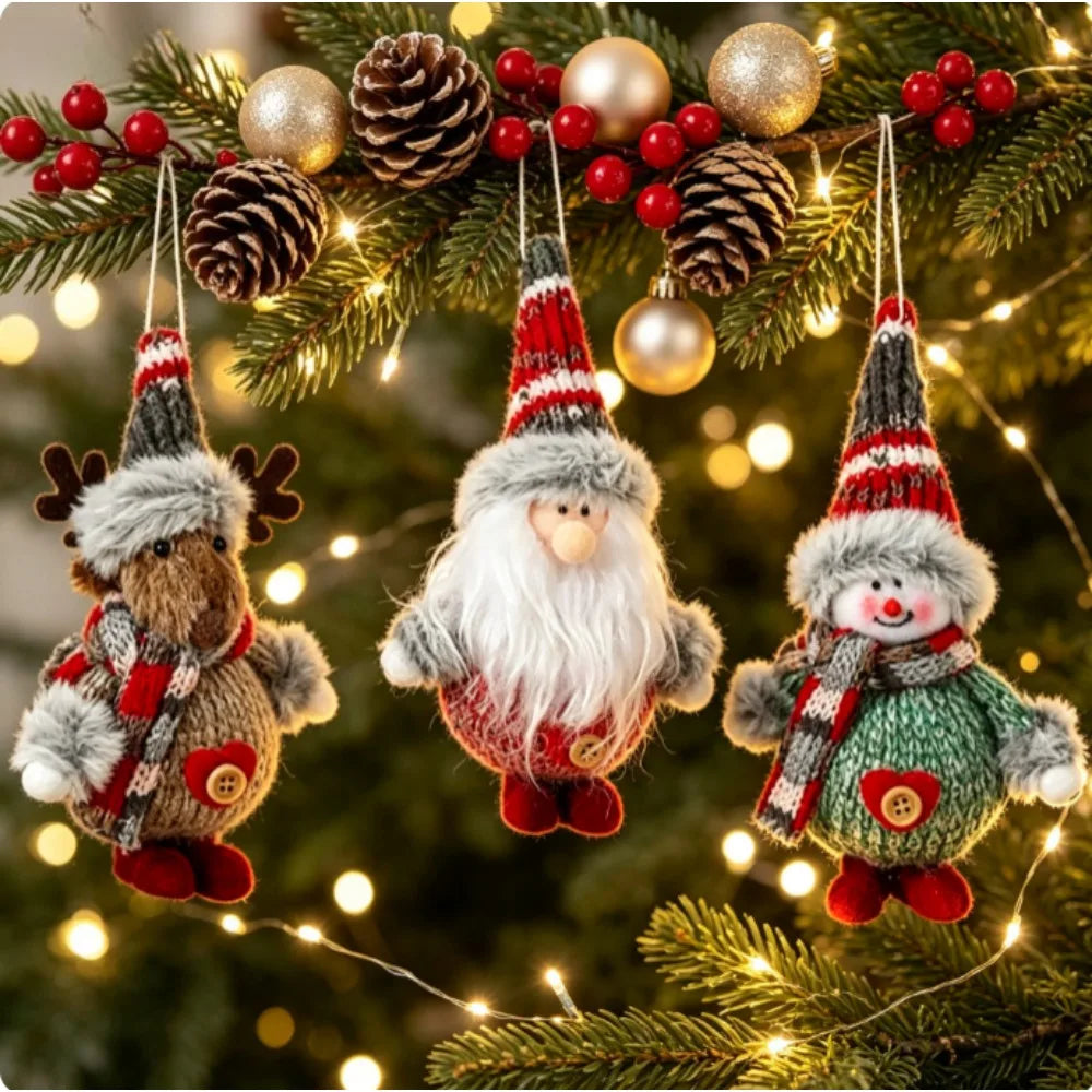 Christmas Dolls Tree Decor Standing Santa & Snowman and Reindeer Figurines for Home Decor Birthday Gifts Merry Christmas
