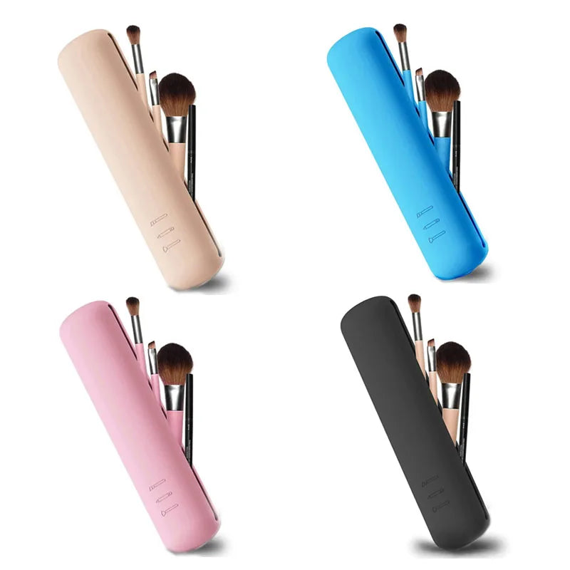 Silicone Brow Pencil Case Makeup Brush Eyeshadow Brush Storage Set Dust-Proof Simple Portable Travel Bag Specific