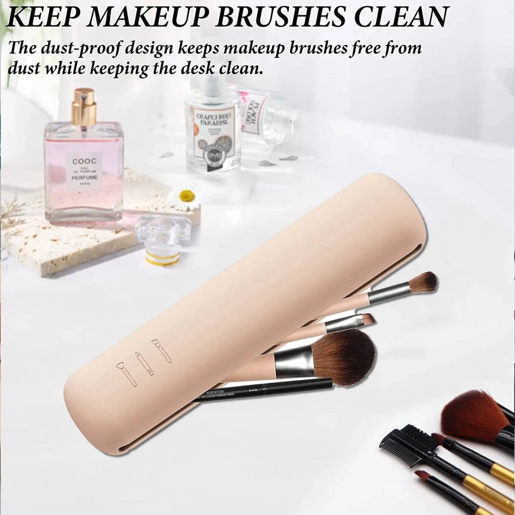 Silicone Brow Pencil Case Makeup Brush Eyeshadow Brush Storage Set Dust-Proof Simple Portable Travel Bag Specific