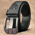 New Classic Luxury Vintage Men's Leather Belt - Black PU Material with Square Alloy Buckle - Perfect for Casual or Business Wear