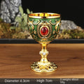 Vintage Embossed Wine Cup Metal European Style Goblet Drinkware Anti-break Diamond-encrusted White Wine Cup