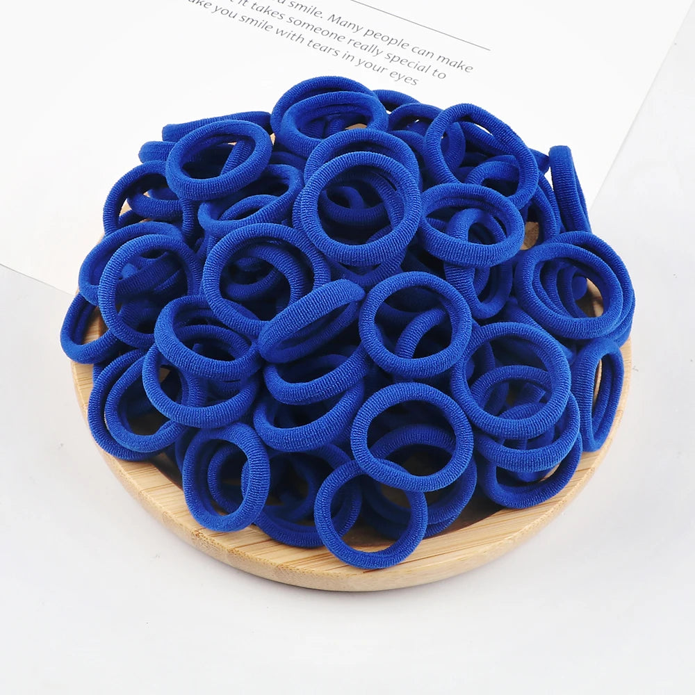 100pcs/Set Girls Colorful Nylon Hair Bands Children Ponytail Holder Scrunchie Small Elastic Headband Cute Kids Hair Accessories
