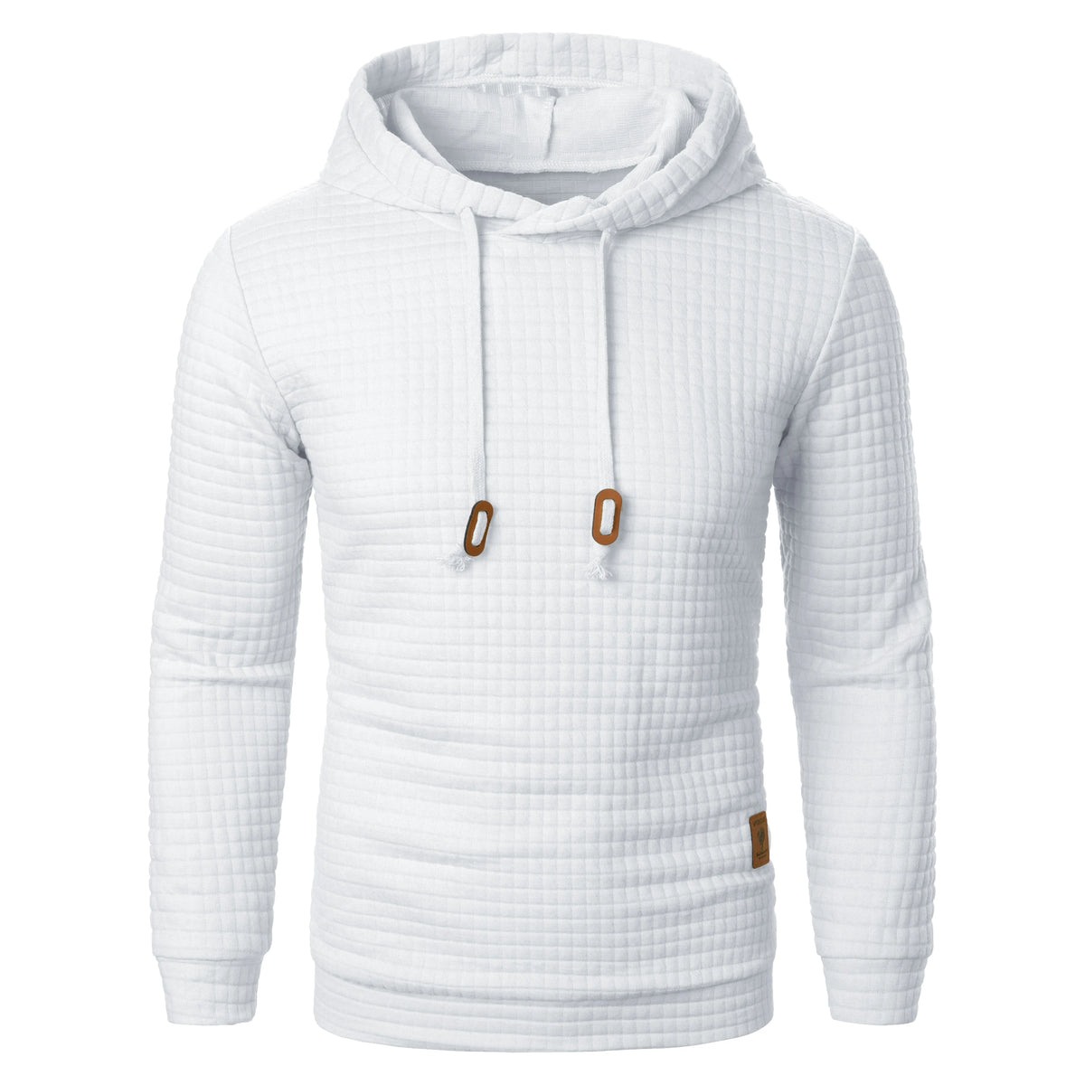 Autumn/Winter men's jacquard plaid hoodie long sleeve hoodie warm color hooded sweatshirt coat