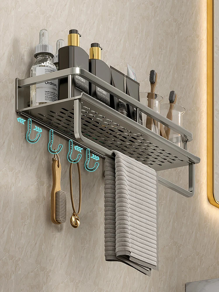 Bathroom Rack Bathroom Shelf Toilet Space Aluminum Hanging Rack Bathroom Organizer Hang on the Wall