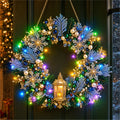 Christmas DIY Diamond Painting Wreath 25cm With LED Lights Double‑Sided Print Single‑Side Diamond Inlay Xmas Front Door Wall