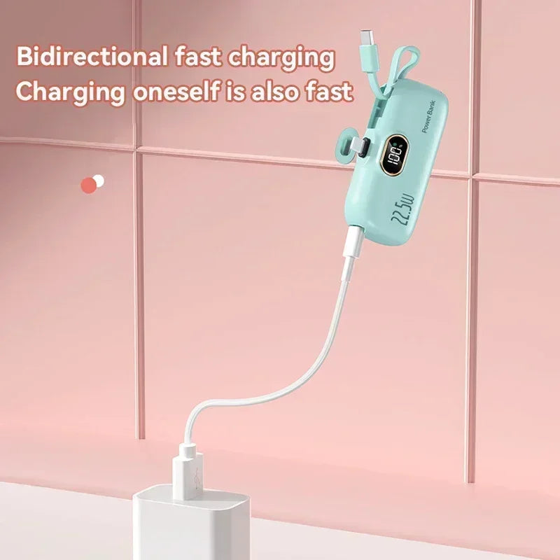 VIVO 500000mAh Mini Power Bank Fast Charging Portable Charger 22.5W Lighting Type-c for iPhone Huawei Emergency External Battery