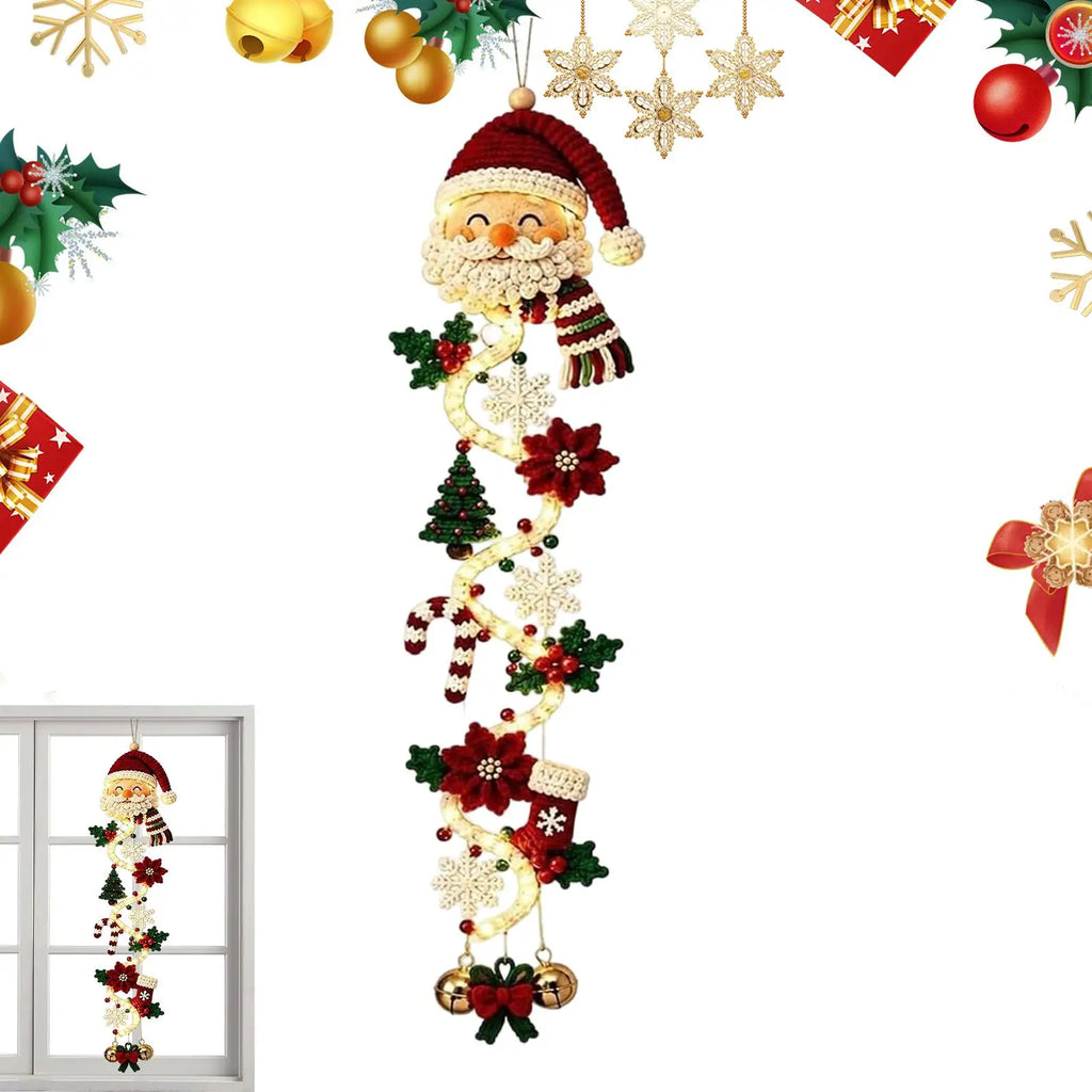 Glowing Christmas Door Decor Hangable Seasonal Accent Quilted Swag Christmas Lighted Door Decoration for Home Farmhouse Villa