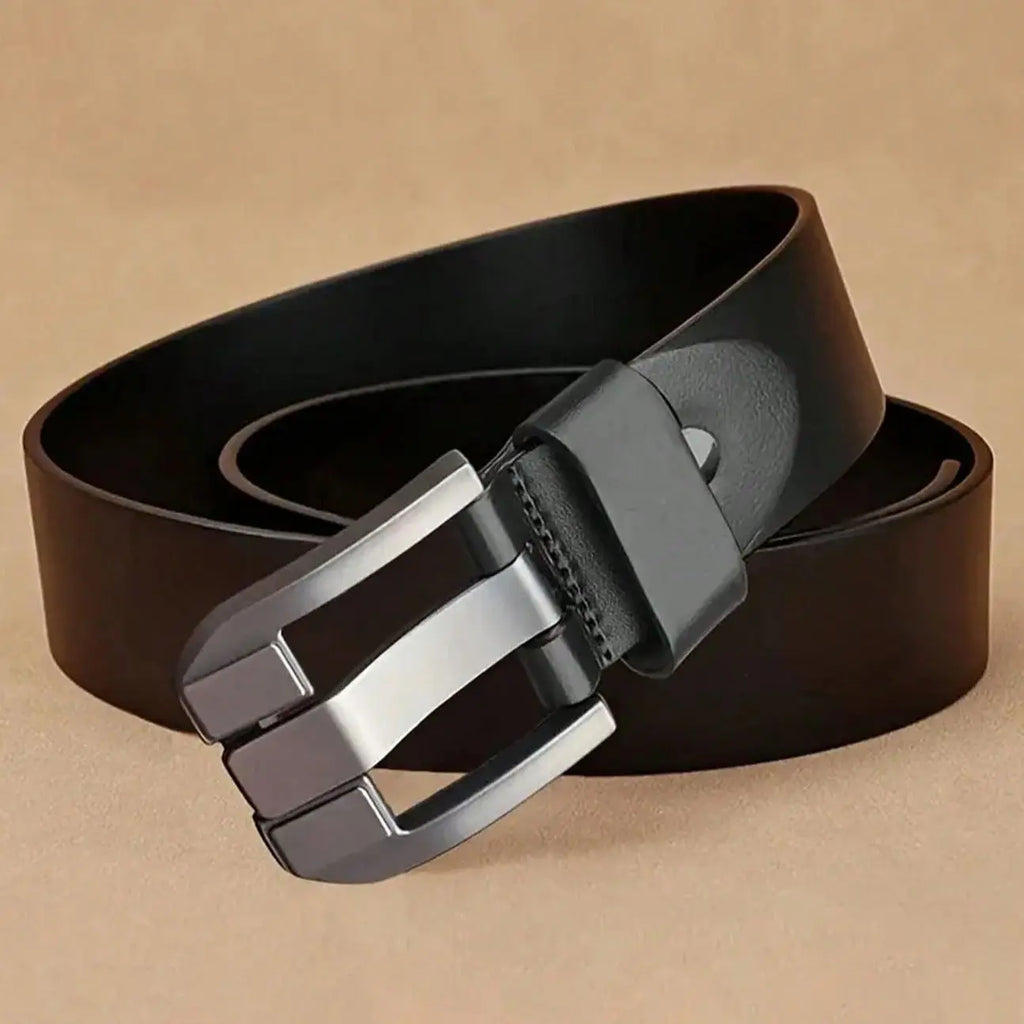 New Classic Luxury Vintage Men's Leather Belt - Black PU Material with Square Alloy Buckle - Perfect for Casual or Business Wear