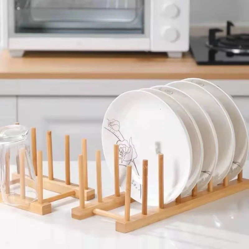 Multi Functional Storage Rack Kitchen Storage Mechanism Tableware Drainage Wooden Tableware Drying Rack Kitchen Accessories