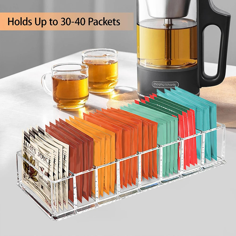 Tea Bag Storage Box Kitchen Storage Drawer Basket Cabinet Countertop Storage Box Coffee Tea Sugar Storage Supplies