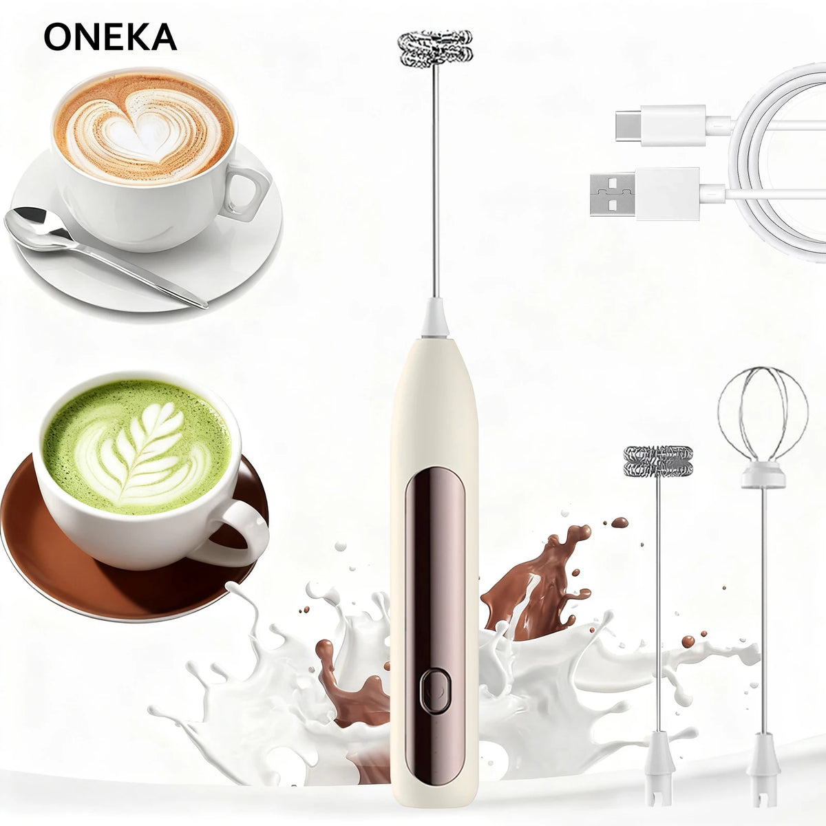 Milk Frother Coffee Frother Handheld Foam Maker Rechargeable Baking Whisk Drink Mixer For Latte Matcha Shake Gift Idea