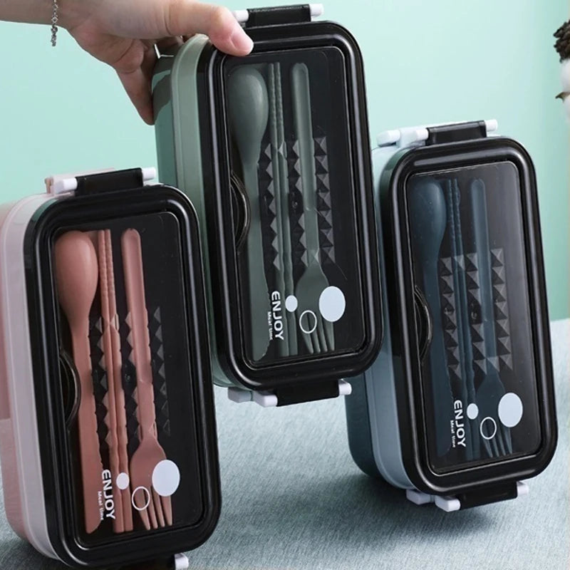 Stainless Steel Lunch Box Bento Double Layer Box Student Office Worker Food Container Microwae Heating Lunch Food Storage Box