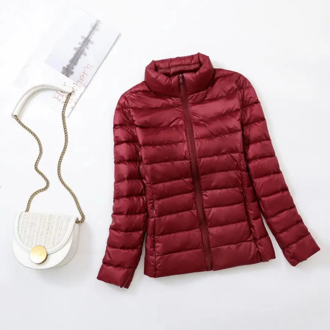 Autumn and Winter Women's 2025 New Lightweight Down Jacket Women's Vertical Collar Outdoor Windproof Warm Down Jacket Coat