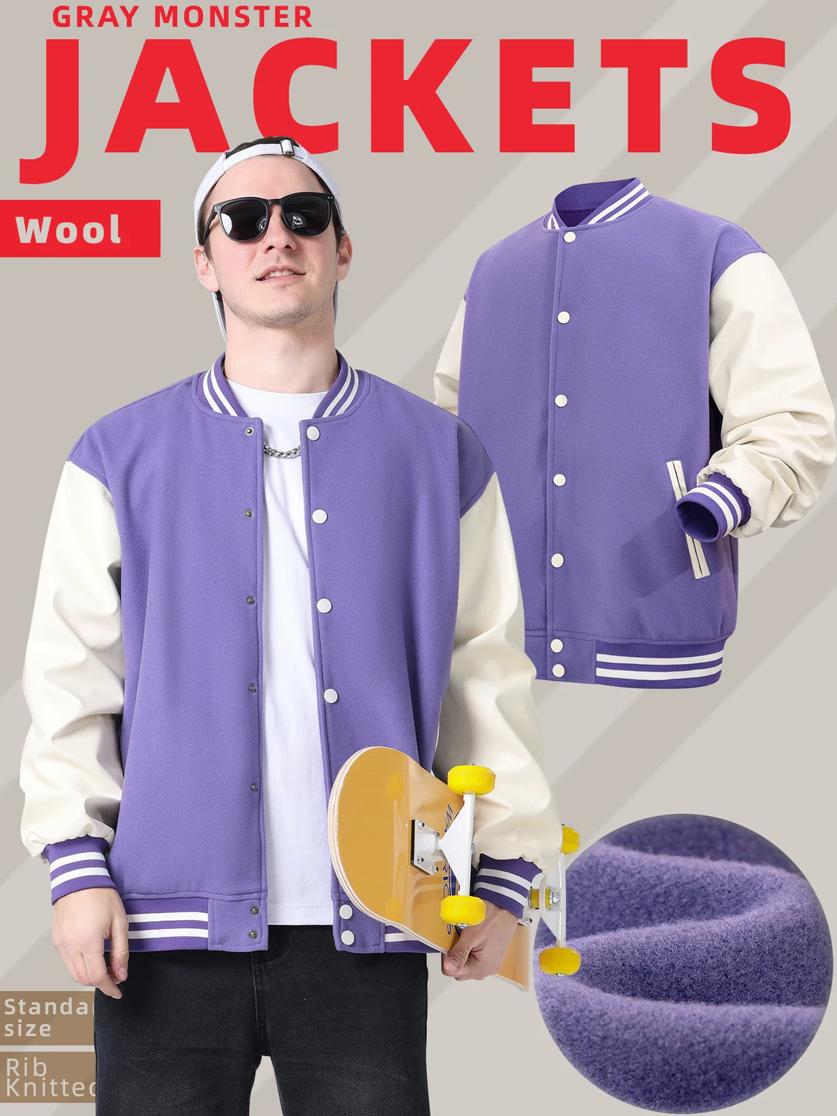 Mens Classic Varsity Jacket Vintage Letterman Style Baseball Coat Multiple Colors Available Streetwear with Faux Leather Sleeves