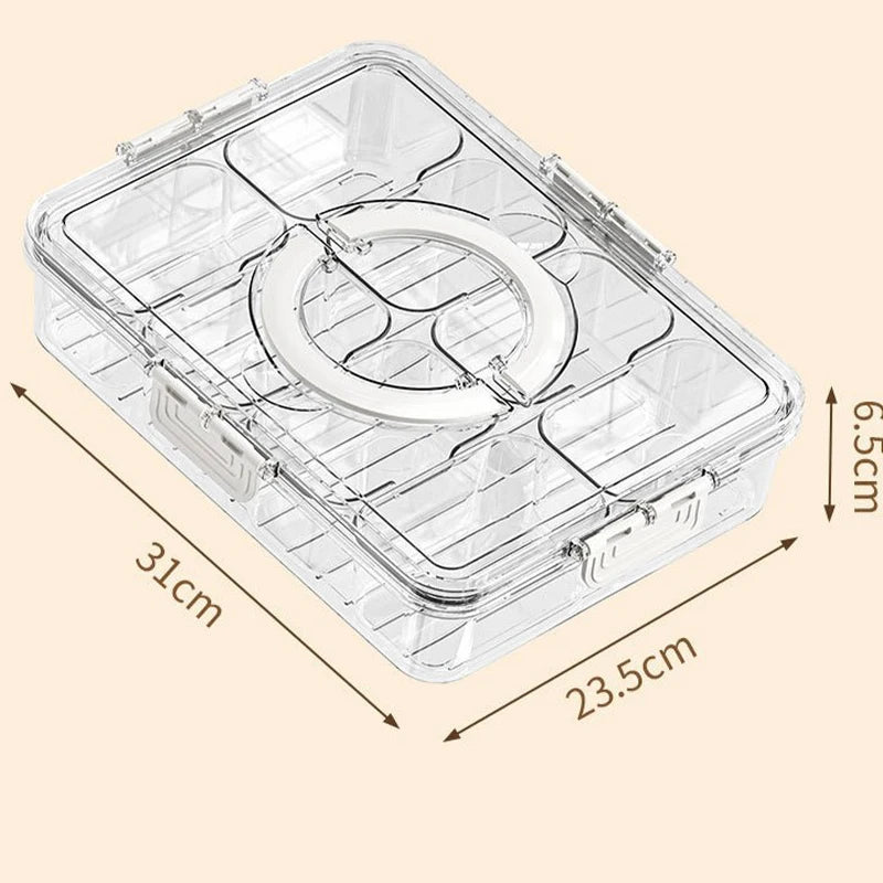 8-Grid Divided Plate with Lid Food Storage Box Snack Box Fruit Storage Container Candy Fruits Nuts Clear Refrigerator Organizer