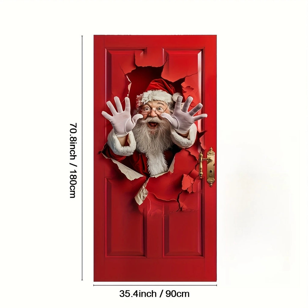 Christmas Theme 2D Background Polyester Banner Door Hanging Party Santa Claus Fun Designs Home Garden Christmas Party Decor Gift