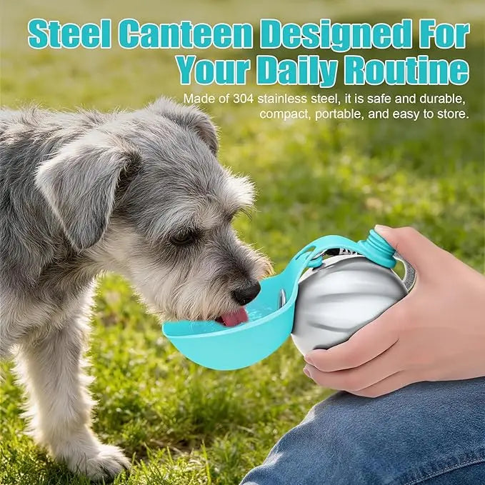 285ml Portable Dog Water Bottle Stainless Steel Travel Pet Water Dispenser Puppy Water Bottle for Outdoor Walking Hiking