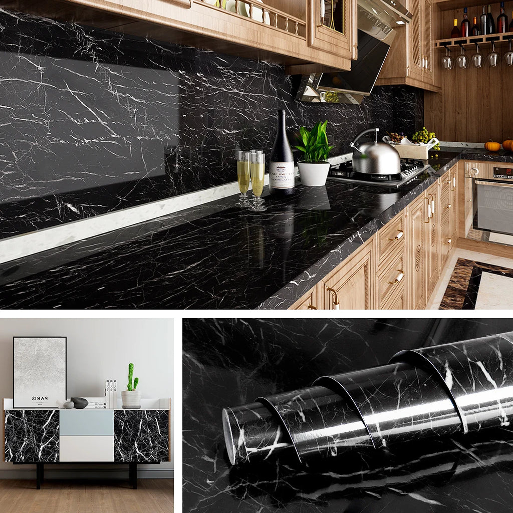 Marble Kitchen Oil-Proof Film Stove Waterproof Moisture-Proof Self-Adhesive Wallpaper Countertop Cabinet Renovation Tile Sticker