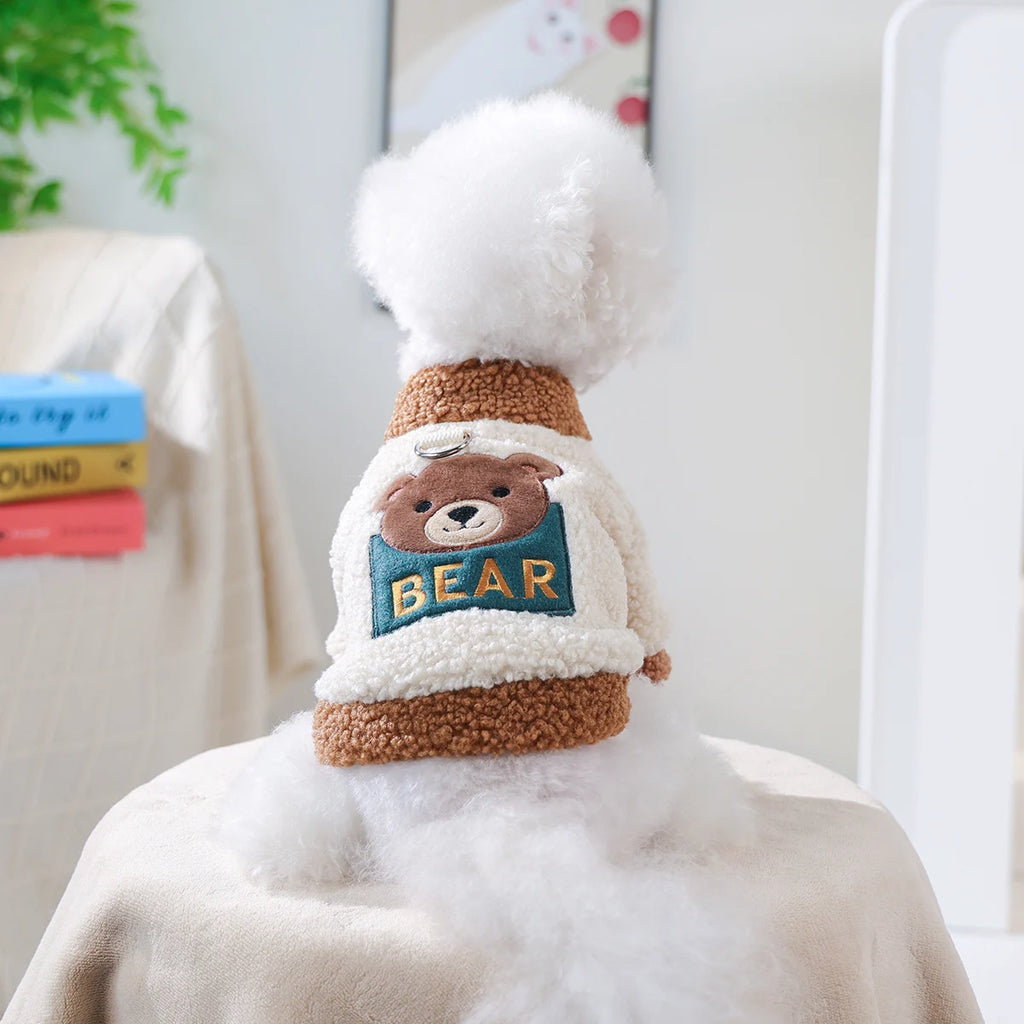 1Pc Cat Dog Pet Clothes Plush Zoo Sweater Bear Jacket Winter Thickened Warm and Cold Cat Jacket